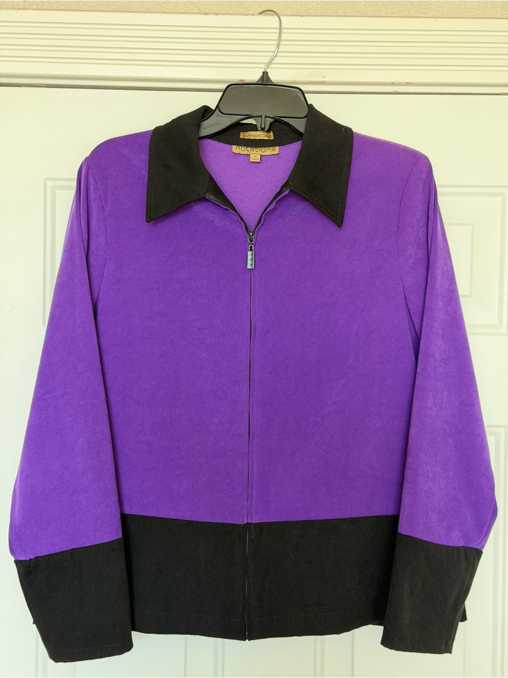 Notations~Vtg.~Block Color~Faux Suede~Front Zip Close~Long Sleeve~Jacket~Size M